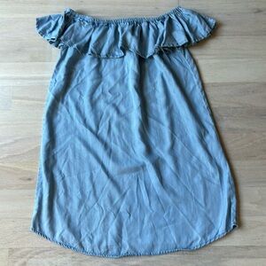 Lulus s chambray off the shoulder dress